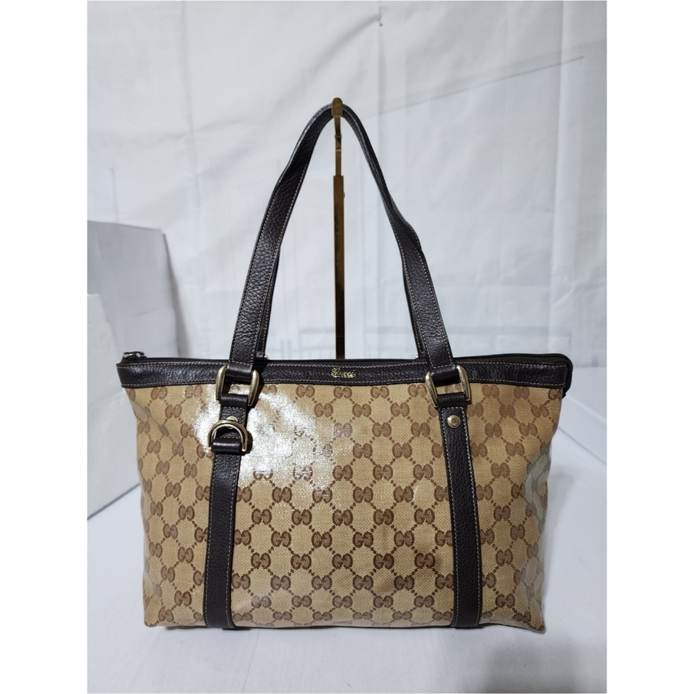 GUCCI Crystal Monogram Medium Abbey Tote Brown - Picture 3 of 12
